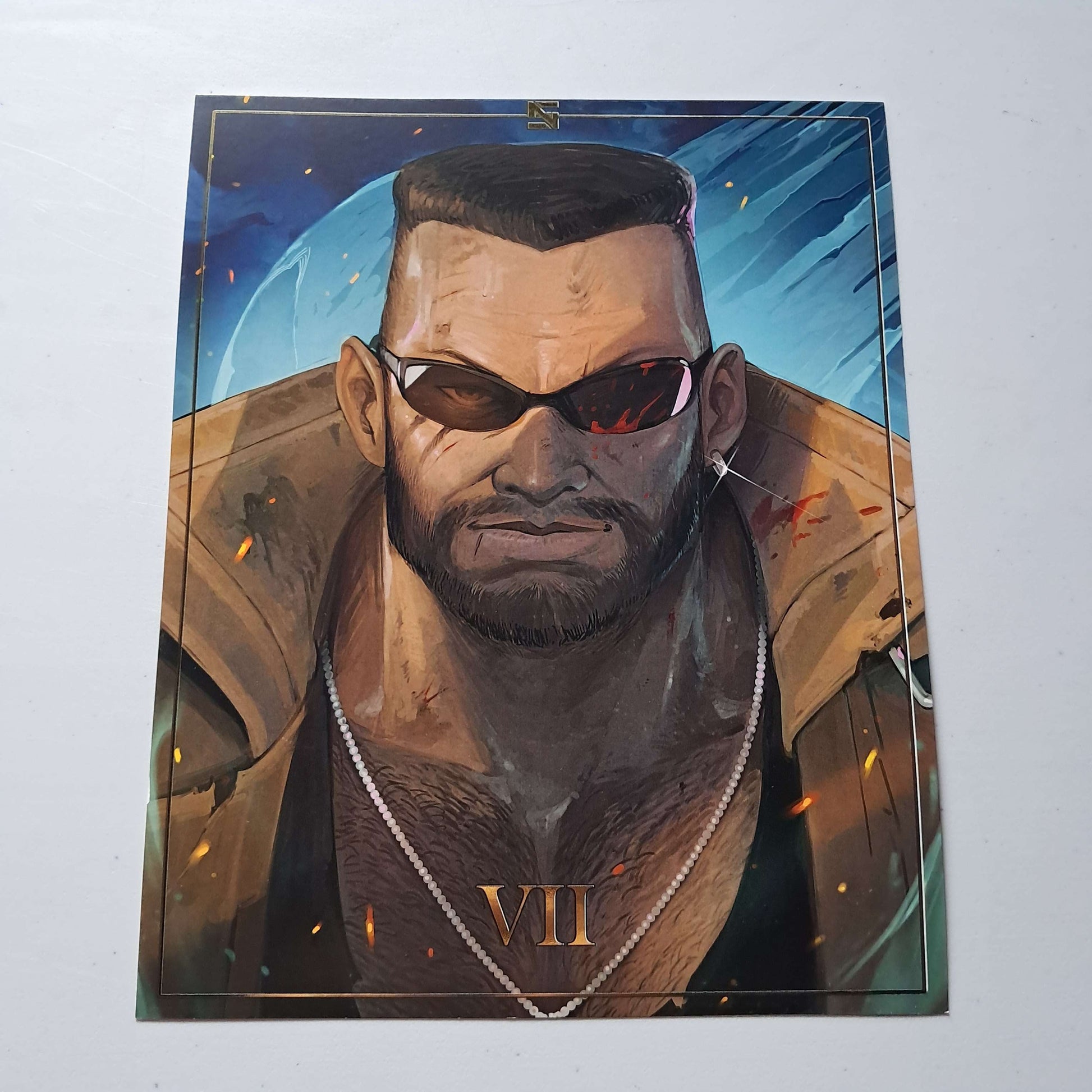 Barret fan art print inspired by Final Fantasy VII, 8x10 cardstock