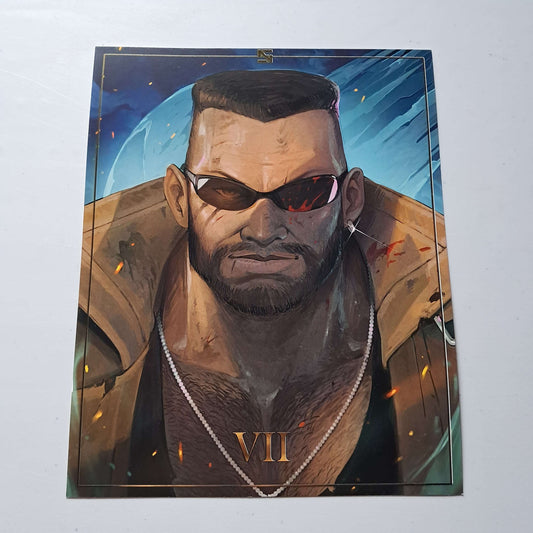 Barret fan art print inspired by Final Fantasy VII, 8x10 cardstock
